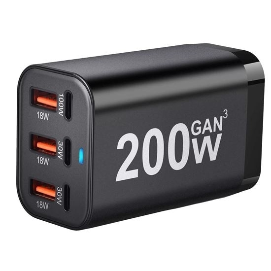 Picture of Charger 200 W Gan  - 6 Ports (3 USB - 3 Type C)